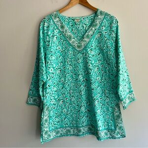 Advance Apparels Turquoise Swirl Tunic size 1X